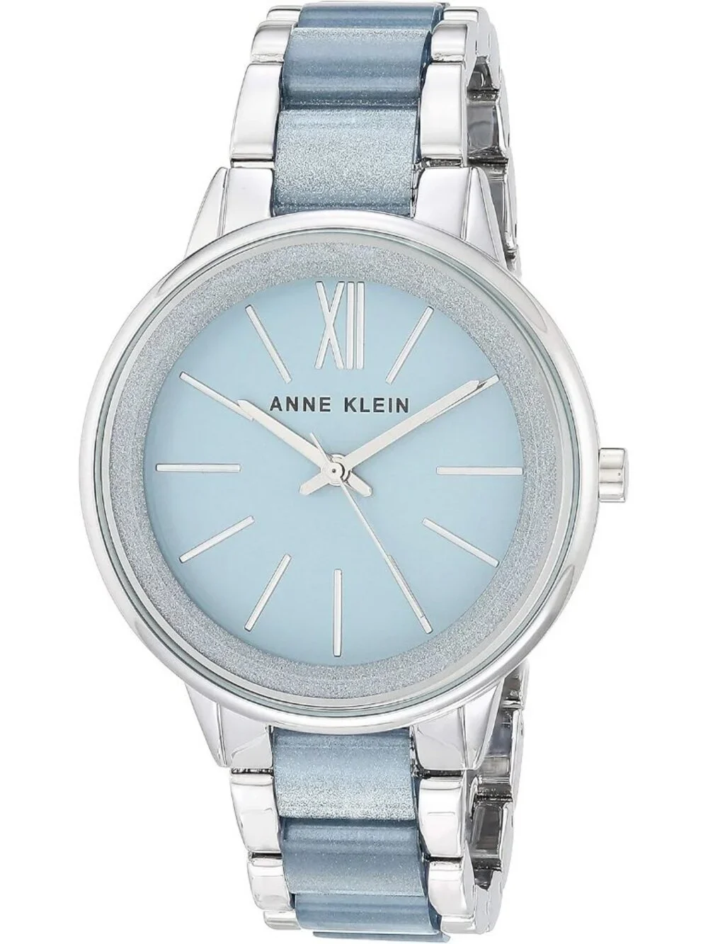 Anne Klein Women's Light Blue And Gold Analog Quartz Resin Bracelet Luxury Watch